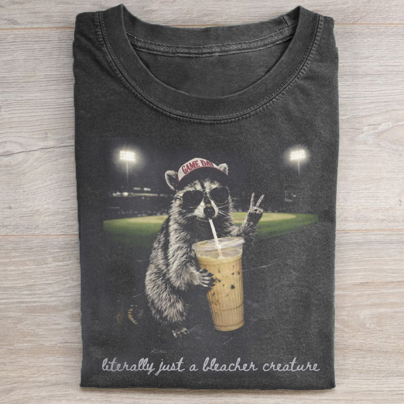 Literally Just A Bleacher Creature Baseball Fan Shirt, Raccoon Baseball T-Shirt