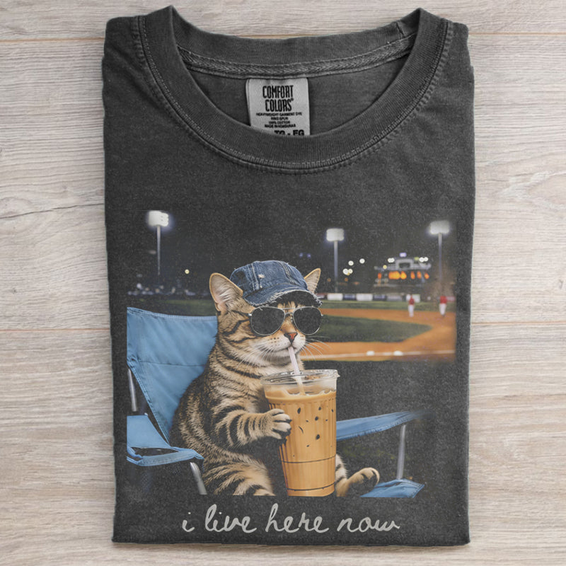 I Live Here Now Meme cat T-shirt